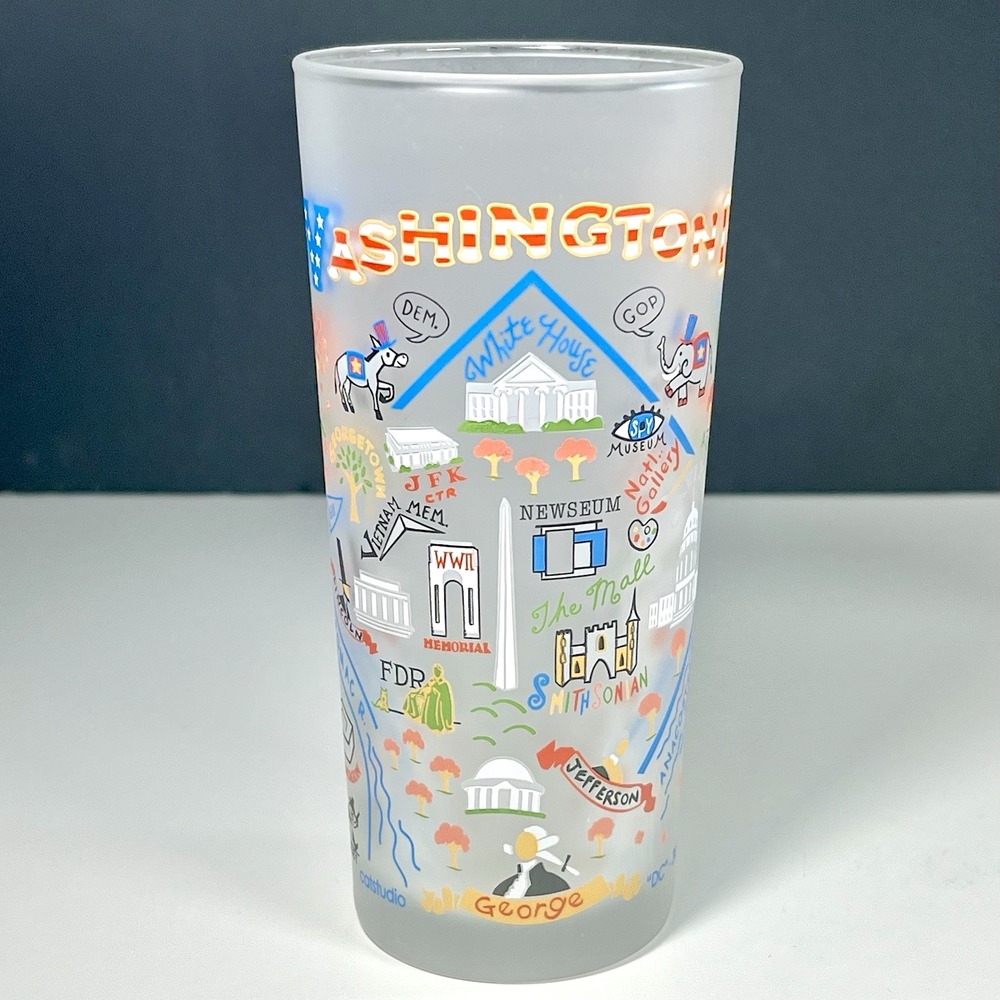 Catstudio Washington DC 15 oz.‎ Frosted Drinking Glass Tumbler Souvenir 2009